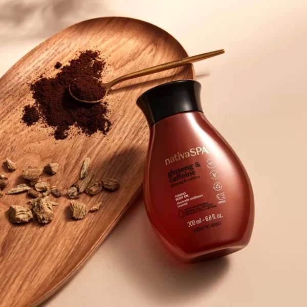 Ginseng Caffeine BodyOil 300c9471 5f2d 47c8 b81c Feel every cleansing brushstroke invigorate your skin, then replenish with nourishing Ginseng & Caffeine lotion. Finish off with a splash of body oil to tone and keep hydrated. Indulge in a wholesome self-massage to boost the feeling and the results. Scent: Inspired by the wonders of Ayurveda medicine, this energizing fragrance brings facets of black pepper, cloves, and patchouli, followed by the creamy sweetness of Sandal wood. Ginseng & Caffeine Toning Body Lotion, 13.5 fl oz Energizing ginseng extract, bio-available caffeine, and pure Quinoa oil. These three power-elements create the ultimate blend for toning and sculpting the skin. Expect a refreshed look and feel in only 28 days. Ginseng & Caffeine Toning Body Oil, 13.5 fl oz A concentrated blend to smooth and nourish the skin. Energizing ginseng extract, bio-available caffeine, and pure Quinoa oil combine their natural super-qualities to leave the skin noticeably toned and refreshed. See real results in only 28 days. Exclusive Dry Brush Gently brushing your skin with a soft yet firm brush unclogs pores through exfoliation, detoxifies skin by stimulating blood circulation, and leaves an invigorating feeling when you’re done.  