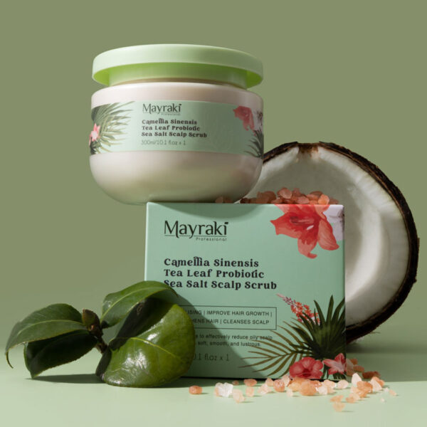 mayraki camellia sinensis tea leaf probiotic sea salt scalp scrub 33024 <p dir="ltr">The Mayraki Camellia Sinensis Tea Leaf Probiotic Sea Salt Scalp Scrub is a gentle exfoliator that unclogs hair follicles. It eliminates the heavy buildup of products such as dry shampoo, hairspray, and other styling products, and prevents dandruff and excessive oiliness. It uses a mild formula that ensures no damage is done to the scalp and hair while still effectively exfoliating the skin, cleansing away impurities, and keeping the scalp clean and healthy.</p>